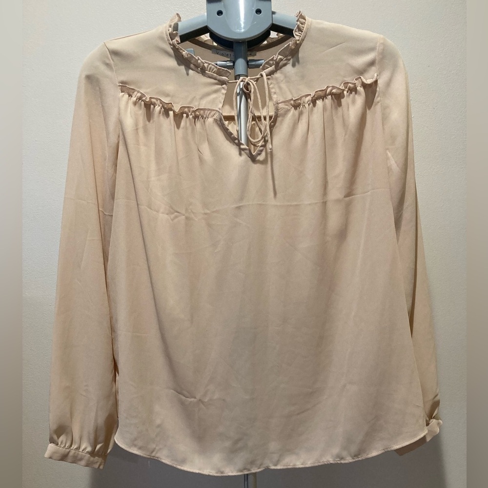 Romantic Flowy Cream Peasant Blouse Small Renaissance Cottage Folk Scandi Clean